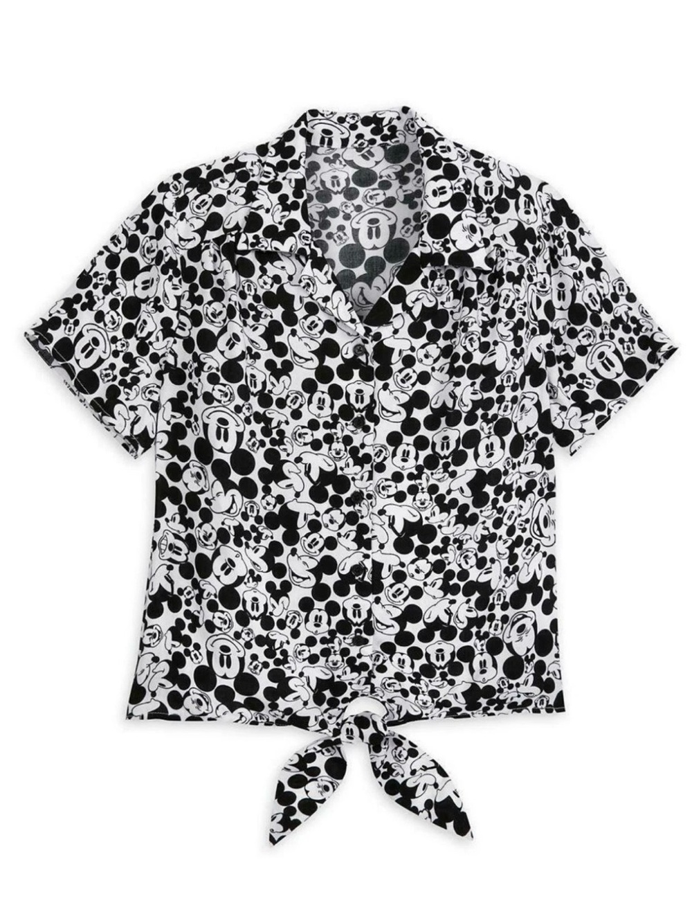 Disney Black and White Mickey Tie-Front Button Down Shirt Her Universe